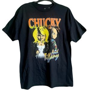 Bride of Chucky Mens Large Black Chucky and Tiffany Shirt New without tags
